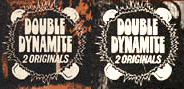the little "DOUBLE DYNAMITE" logos, from front and back cover, respectively